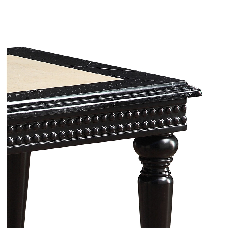 ACME Tayden Marble Top and Wooden Frame End Table in Natural and Black