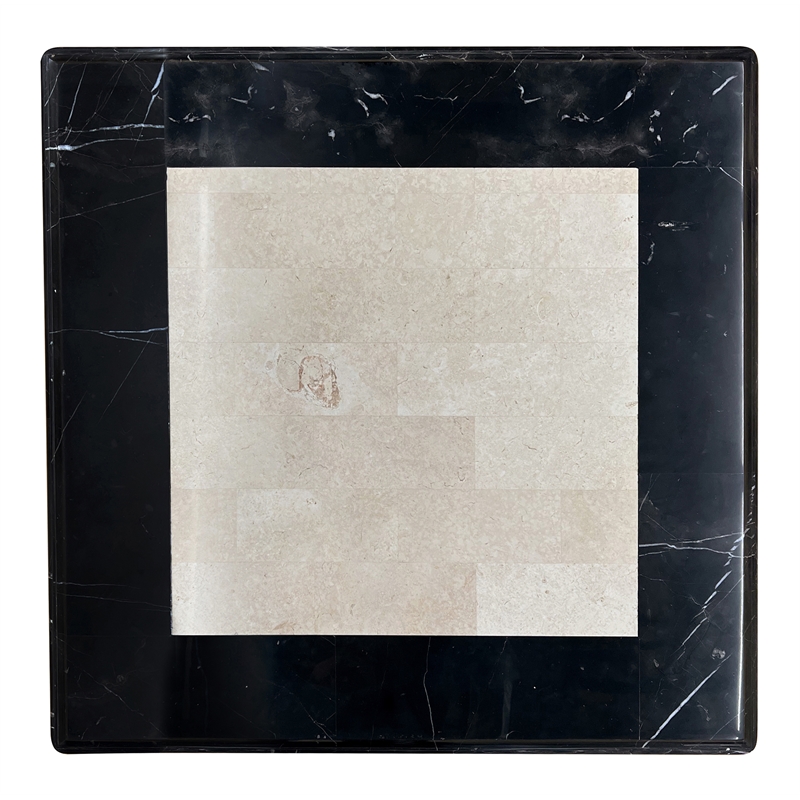 ACME Tayden Marble Top and Wooden Frame End Table in Natural and Black