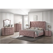 ACME Salonia 5 Drawers Velvet Upholstery Chest with Mirror Top in Pink