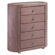 ACME Salonia 5 Drawers Velvet Upholstery Chest with Mirror Top in Pink