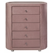 ACME Salonia 5 Drawers Velvet Upholstery Chest with Mirror Top in Pink