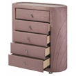 ACME Salonia 5 Drawers Velvet Upholstery Chest with Mirror Top in Pink