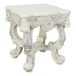 ACME Adara Square Wooden Top End Table with Floral Legs in Antique White
