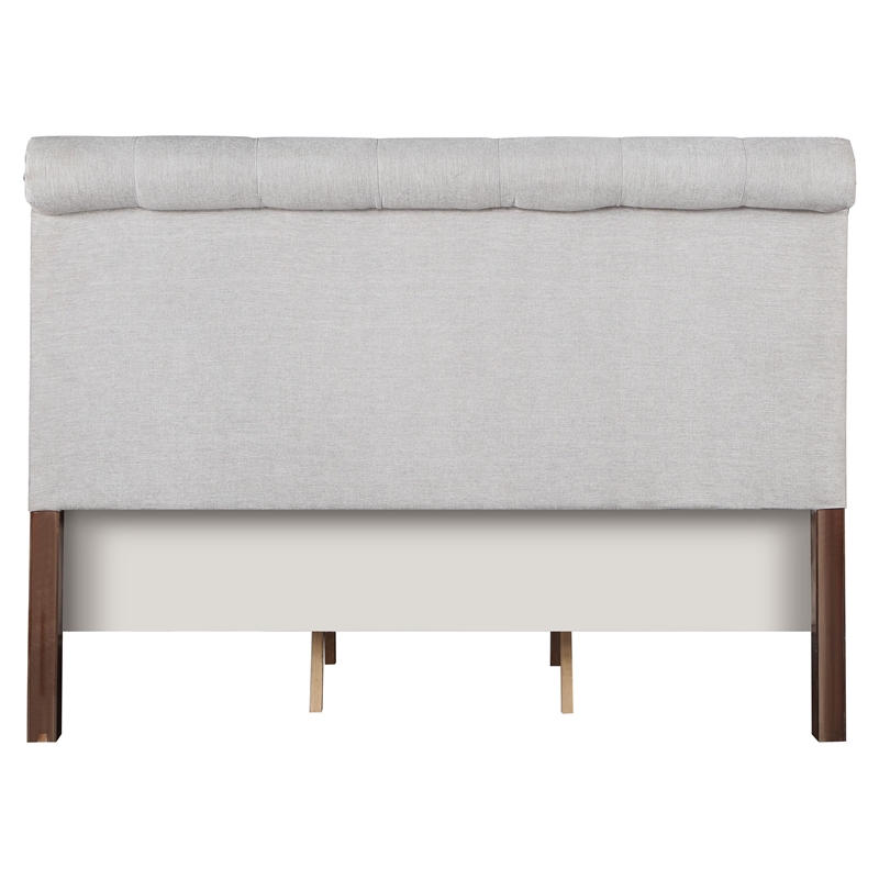 ACME Andria Tufted Fabric Eastern King Bed in Gray and Reclaimed Oak