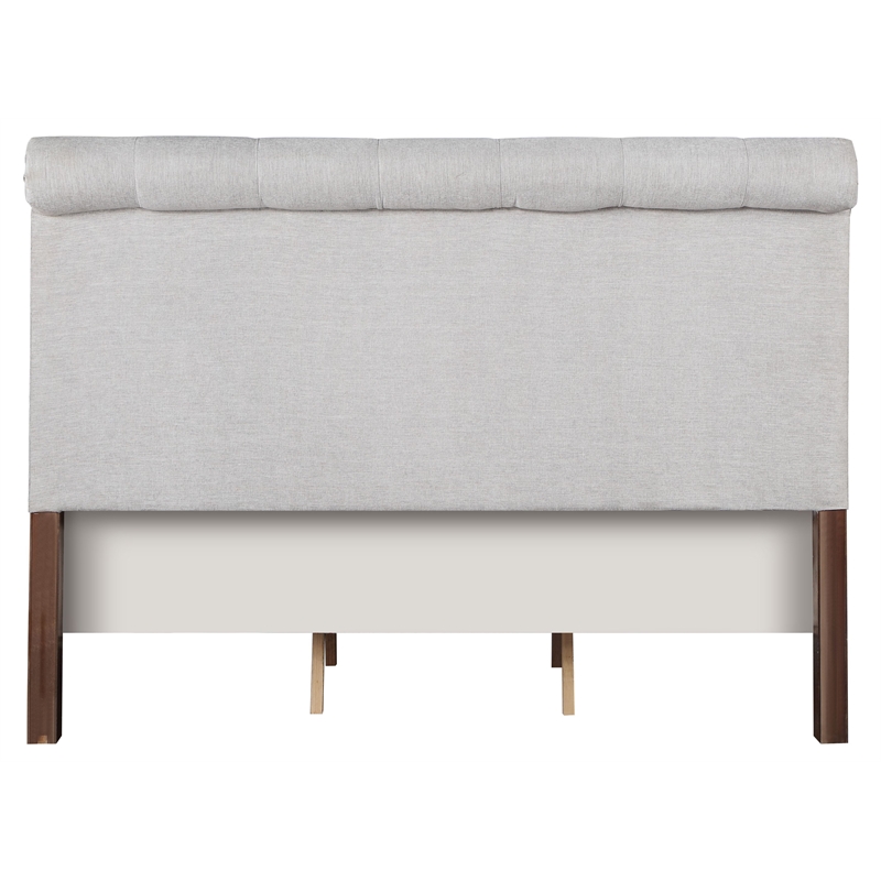 ACME Andria Tufted Fabric Queen Bed in Gray and Reclaimed Oak