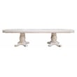 ACME Vendome Wooden Double Pedestal Dining Table in Antique Pearl and White