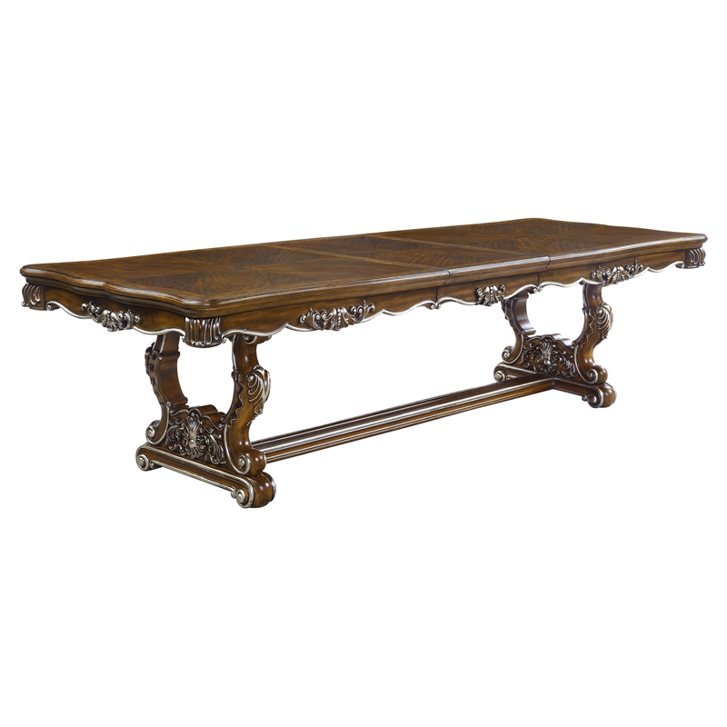 ACME Latisha Wooden Double Pedestal Dining Table in Antique Oak