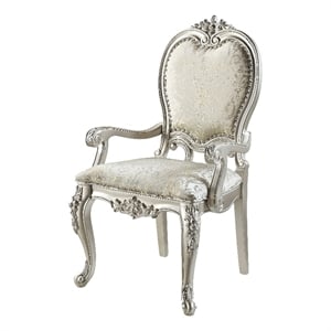 ACME Bently Nailhead Trim Fabric Upholstery Arm Chair in Champagne (Set of 2)