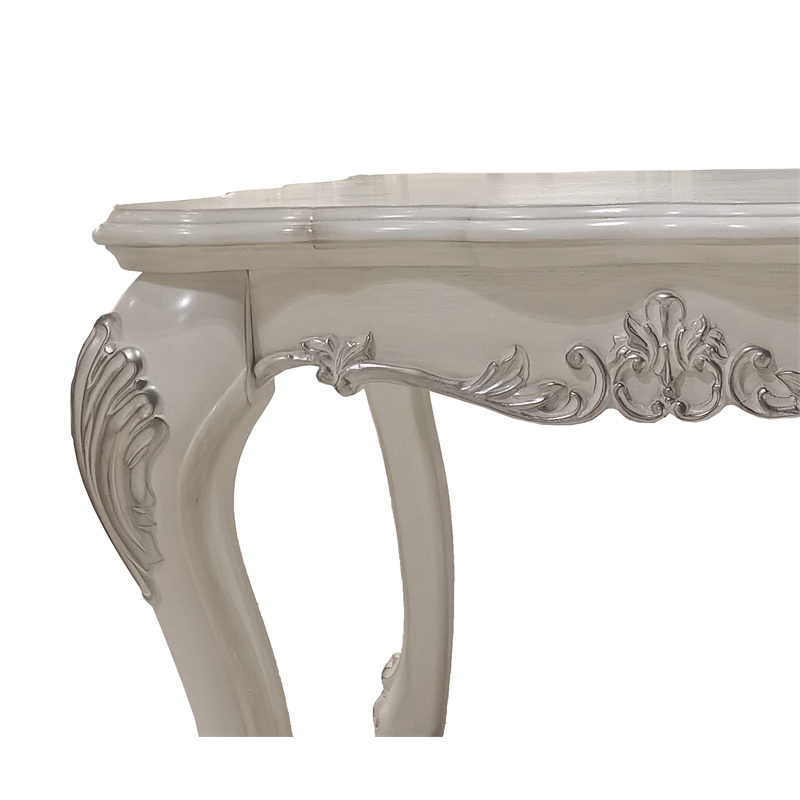 ACME Dresden Square Wooden Top End Table with Claw Legs in Bone White