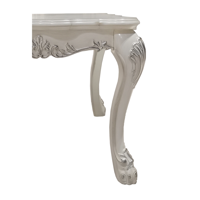 ACME Dresden Square Wooden Top End Table with Claw Legs in Bone White