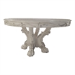 ACME Dresden Round Wooden Top Dining Table with Pedestal Base in Bone White