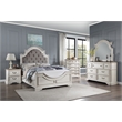 ACME Florian Wooden Frame Mirror with Arched Top in Antique White