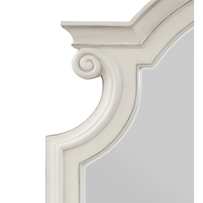 ACME Florian Wooden Frame Mirror with Arched Top in Antique White