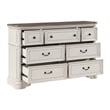 ACME Florian 7-drawer Wooden Dresser in Oak and Antique White