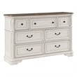 ACME Florian 7-drawer Wooden Dresser in Oak and Antique White