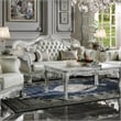 ACME Furniture Dresden Upholstered Faux Leather Sofa with 4 Pillows in White