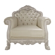 ACME Furniture Dresden Upholstered Faux Leather Chair with 2 Pillows in White