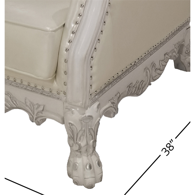 ACME Furniture Dresden Upholstered Faux Leather Chair with 2 Pillows in White