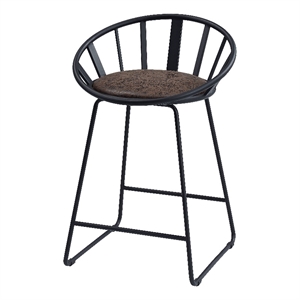 ACME Furniture Zudora 23&quot Metal Counter Chairs in Brown and Black (Set of 2)