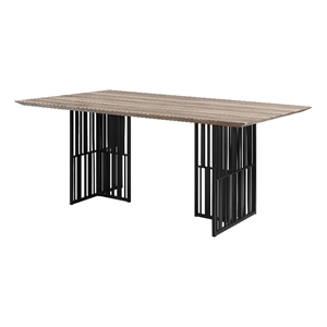 ACME Furniture Zudora Rectangular Wood & Metal Dining Table in Antique Oak/Black