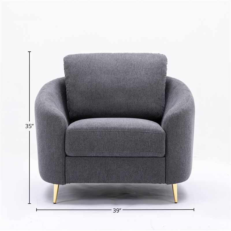 ACME Furniture Yuina Upholstered Fabric & Metal Chair in Gray and Gold