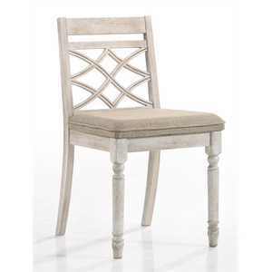 ACME Furniture Cillin 19&quot Fabric & Wood Side Chairs in Antique White (Set of 2)