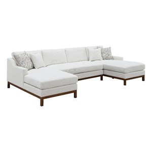 ACME Furniture Valiant Upholstered Chenille U-Shaped Sectional in Ivory