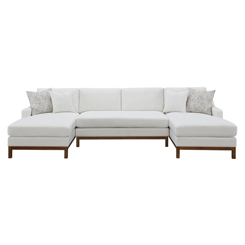 ACME Furniture Valiant Upholstered Chenille U-Shaped Sectional in Ivory