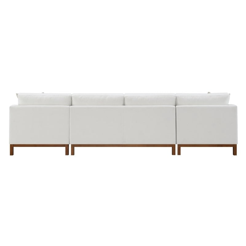ACME Furniture Valiant Upholstered Chenille U-Shaped Sectional in Ivory