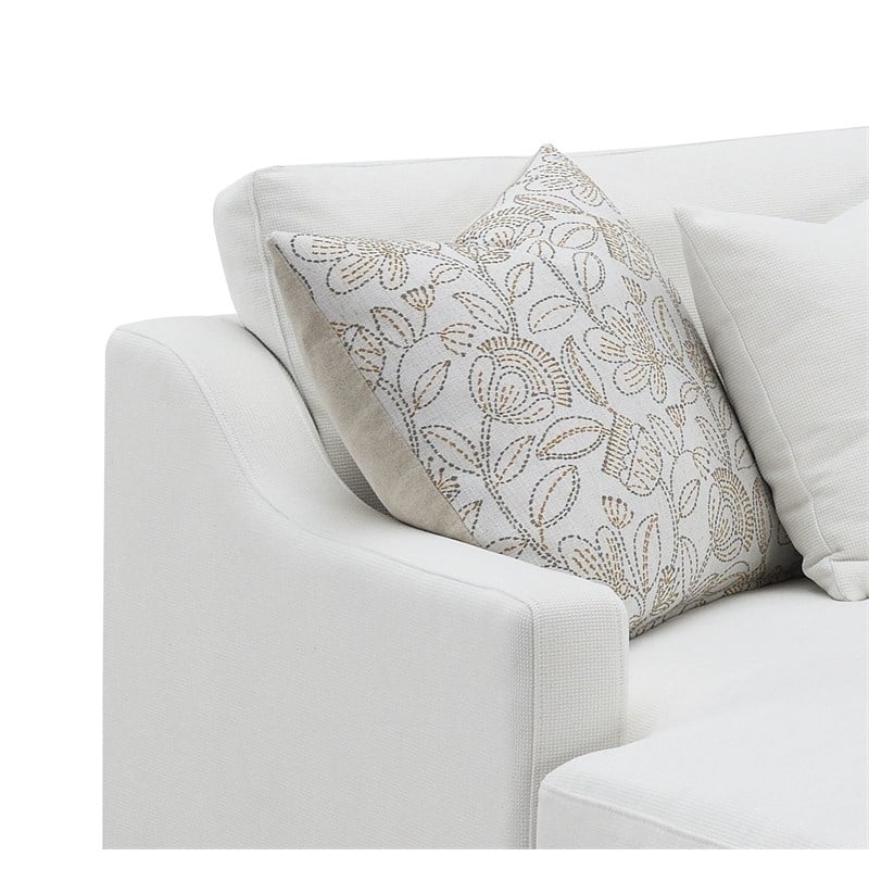 ACME Furniture Valiant Upholstered Chenille U-Shaped Sectional in Ivory