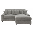 ACME Furniture Tavia Corduroy Fabric L-Shaped Sectional with 6 Pillows in Gray