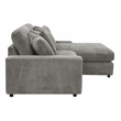 ACME Furniture Tavia Corduroy Fabric L-Shaped Sectional with 6 Pillows in Gray