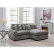 ACME Furniture Tavia Corduroy Fabric L-Shaped Sectional with 6 Pillows in Gray