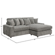 ACME Furniture Tavia Corduroy Fabric L-Shaped Sectional with 6 Pillows in Gray