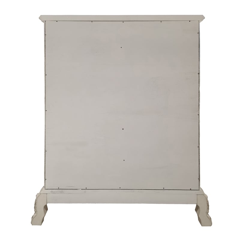 acme furniture dresden 5-drawer wood chest with 2 doors in bone white