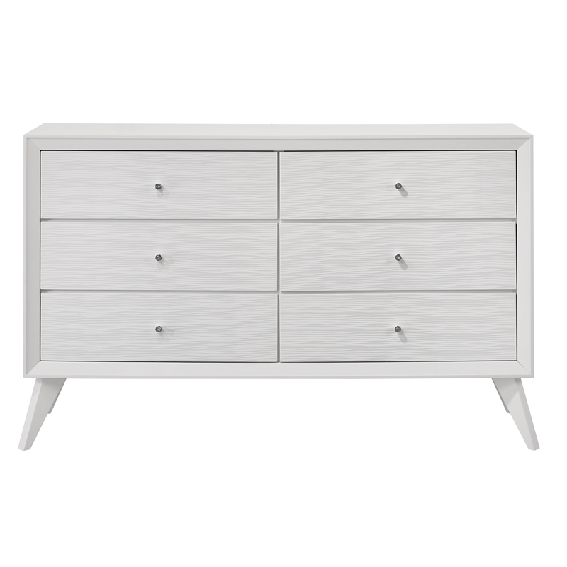 acme furniture cerys 6-drawer rectangular contemporary wood dresser in white