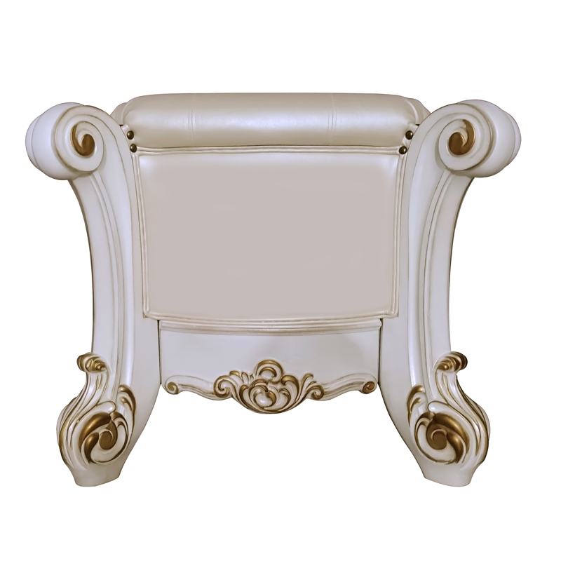 ACME Vendome Wooden Upholstered Tufted Bench in Antique Pearl