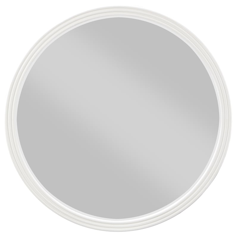 ACME Carena Wooden Frame Round Mirror in White