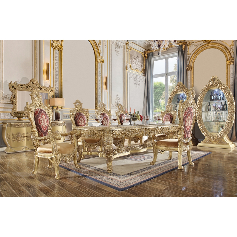ACME Bernadette Wooden Arm Chairs in Gold (Set of 2)