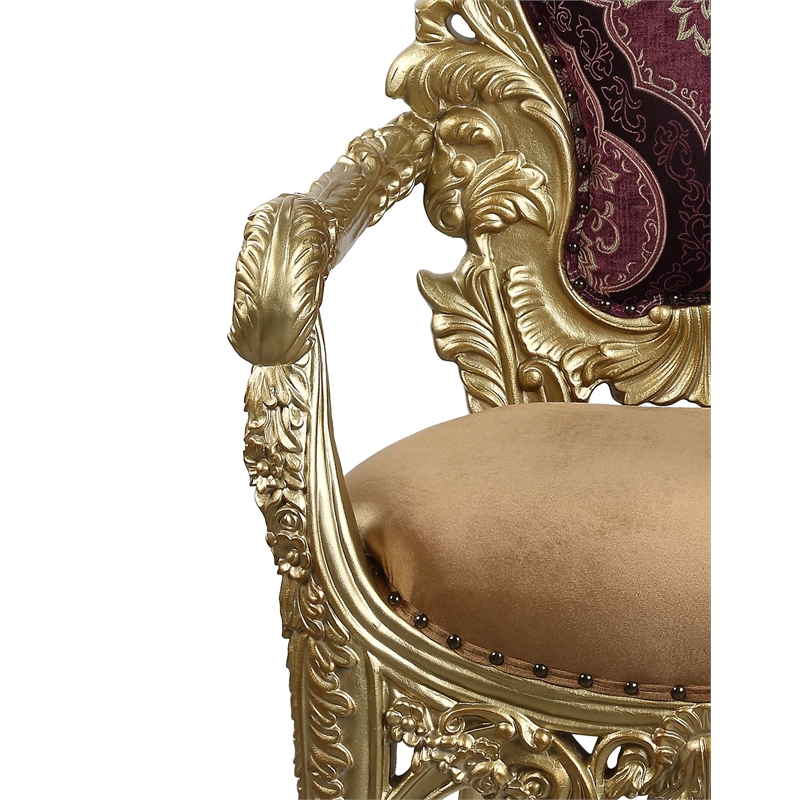 ACME Bernadette Wooden Arm Chairs in Gold (Set of 2)