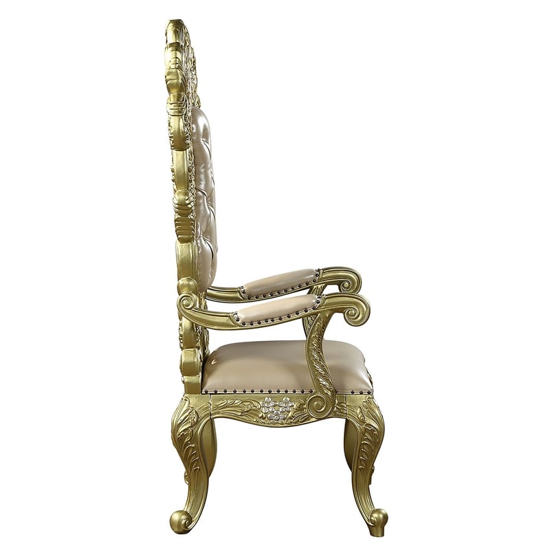 ACME Cabriole Wooden Arm Chairs in Light Gold and Gold (Set of 2)