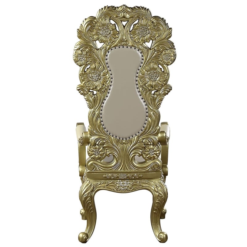 ACME Cabriole Wooden Arm Chairs in Light Gold and Gold (Set of 2)