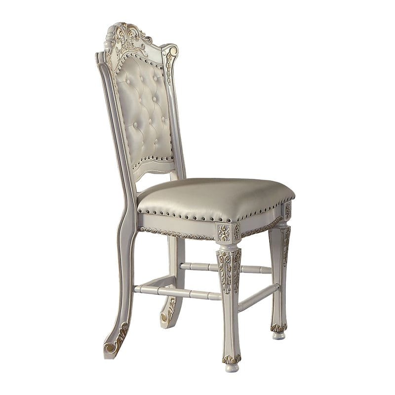 ACME Vendome Wooden Counter Height Chairs in Antique Pearl (Set of 2)