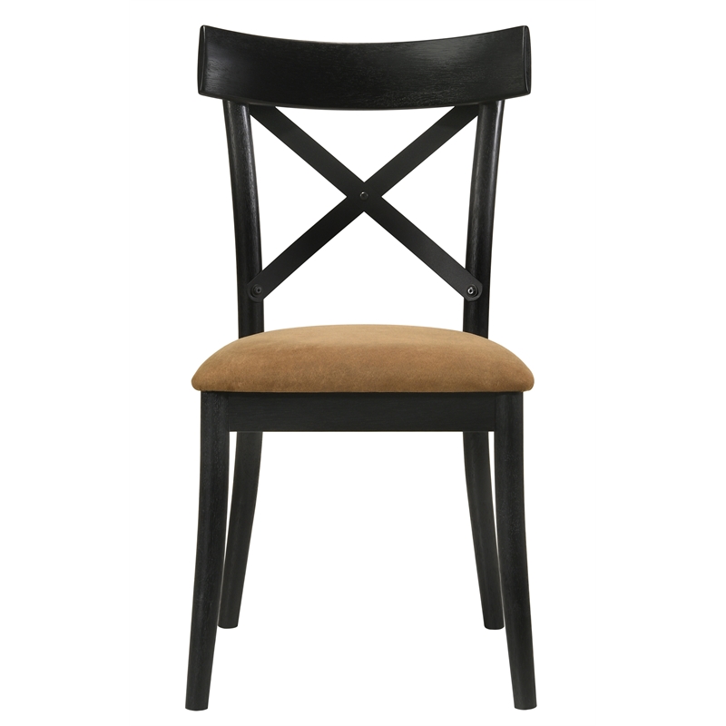 ACME Hillary Wooden Side Chairs in Brown and Black (Set of 2)
