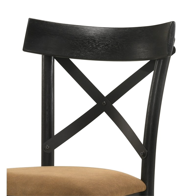 ACME Hillary Wooden Side Chairs in Brown and Black (Set of 2)