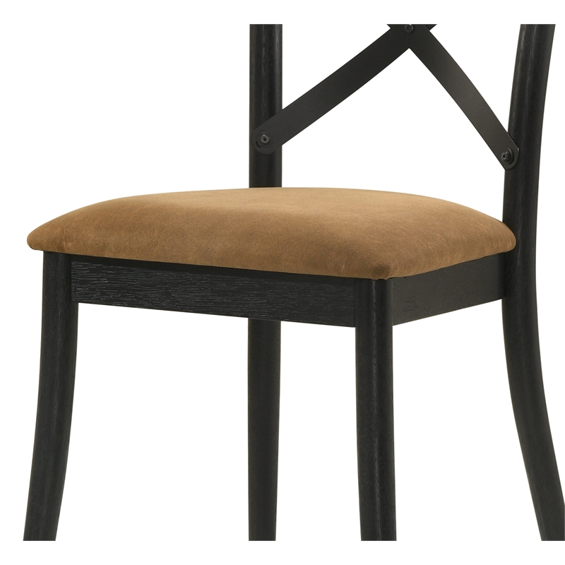 ACME Hillary Wooden Side Chairs in Brown and Black (Set of 2)