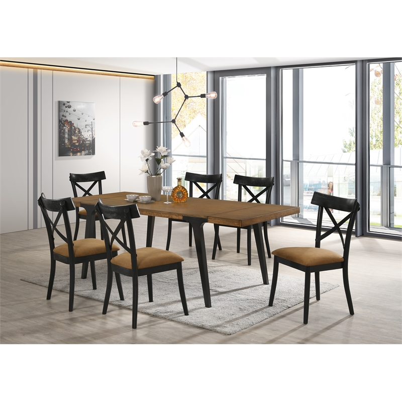 ACME Hillary Wooden Side Chairs in Brown and Black (Set of 2)