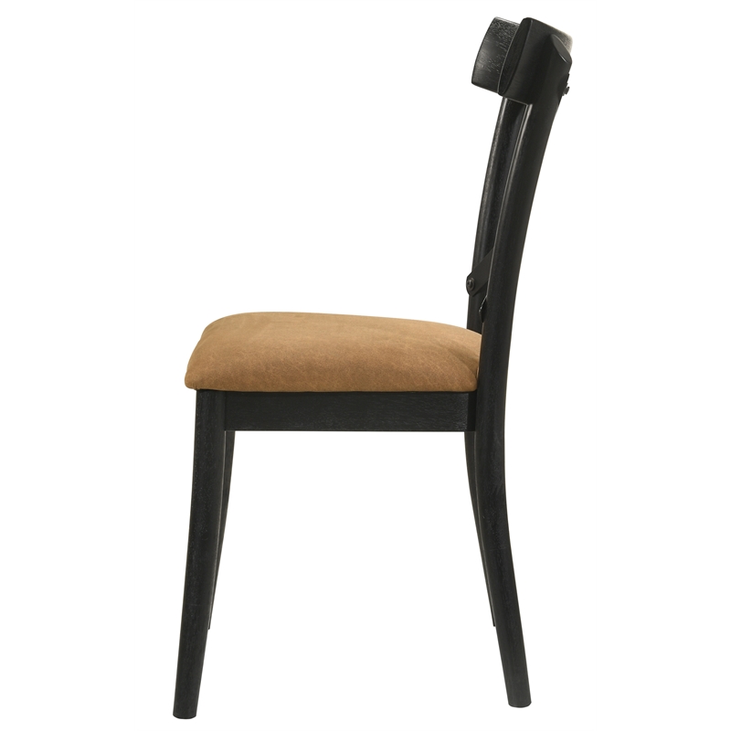 ACME Hillary Wooden Side Chairs in Brown and Black (Set of 2)