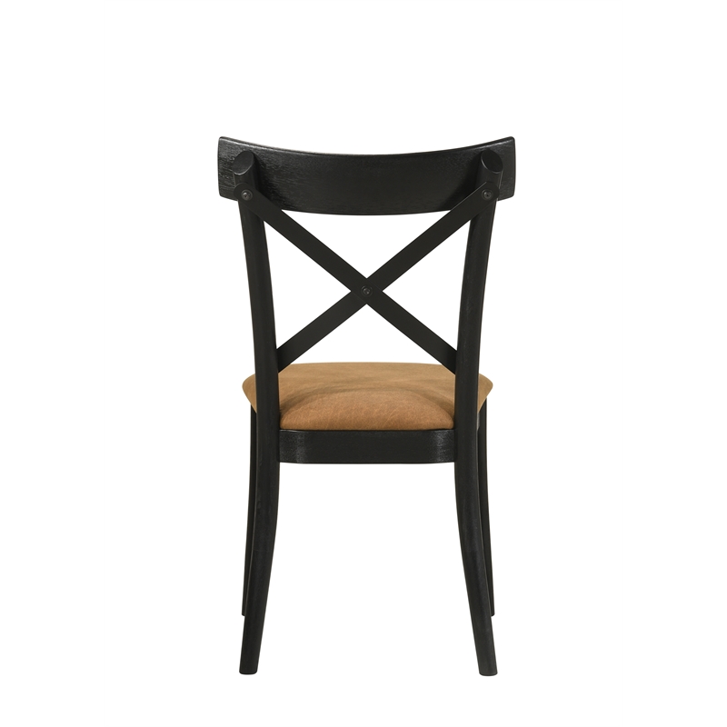 ACME Hillary Wooden Side Chairs in Brown and Black (Set of 2)