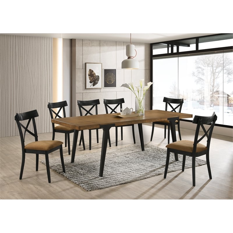 ACME Hillary Wooden Side Chairs in Brown and Black (Set of 2)